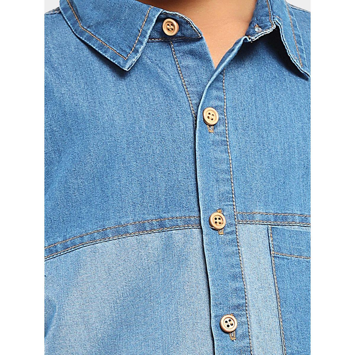 LilPicks X Styli  Colorblock Pocket Regular Fit Denim Shirt-boys-clothing-shirts-image-4