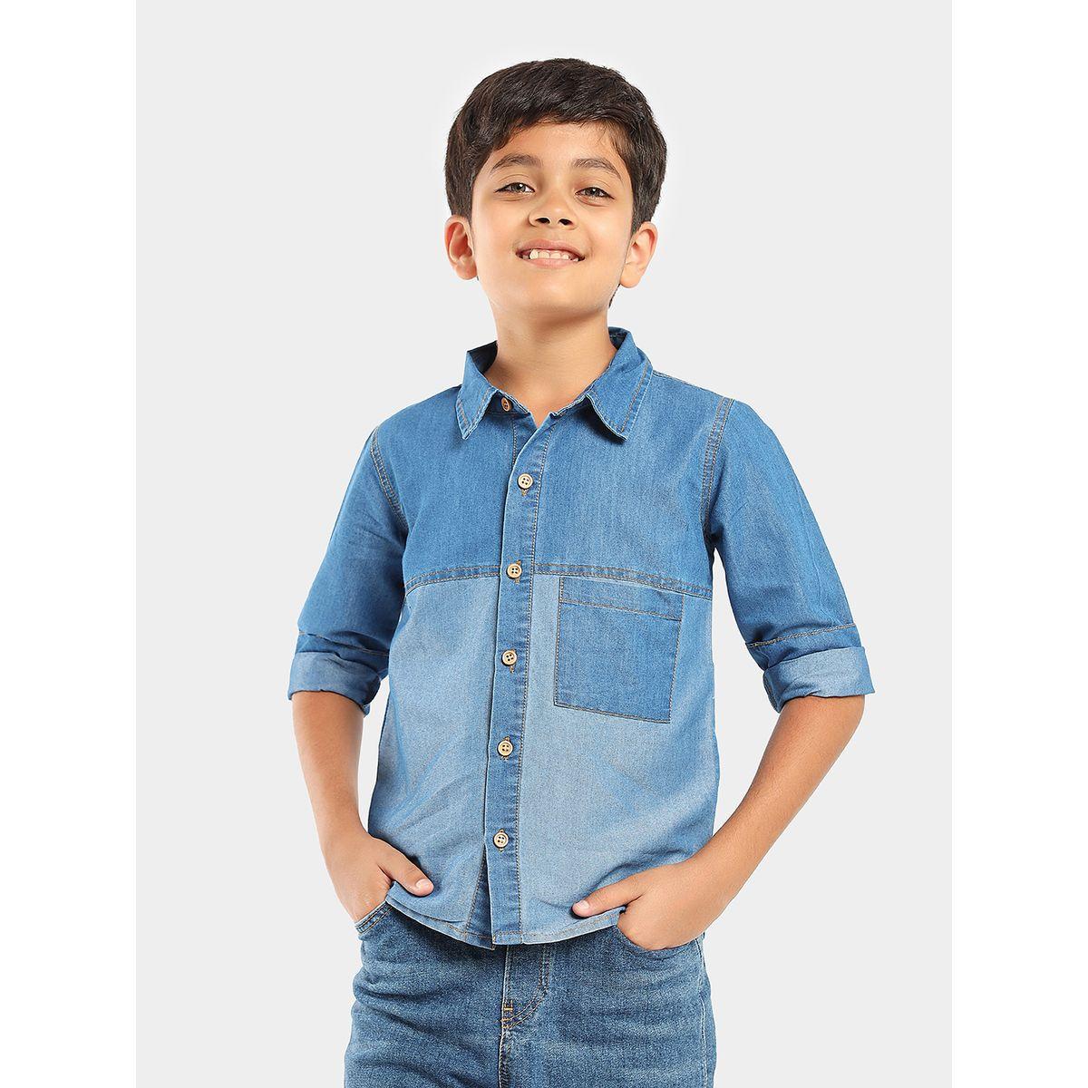 LilPicks X Styli  Colorblock Pocket Regular Fit Denim Shirt-boys-clothing-shirts-image-5