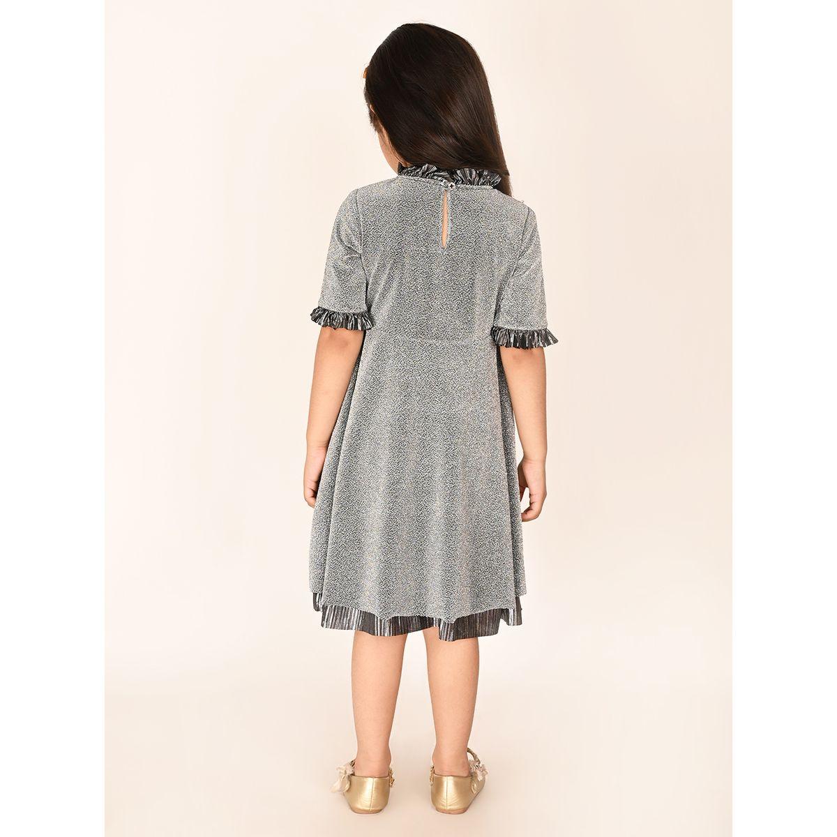 فستان بتفاصيل براقة مع كشكش ليل بيكس × ستايلي-girls-clothing-dressesandjumpsuits-image-2