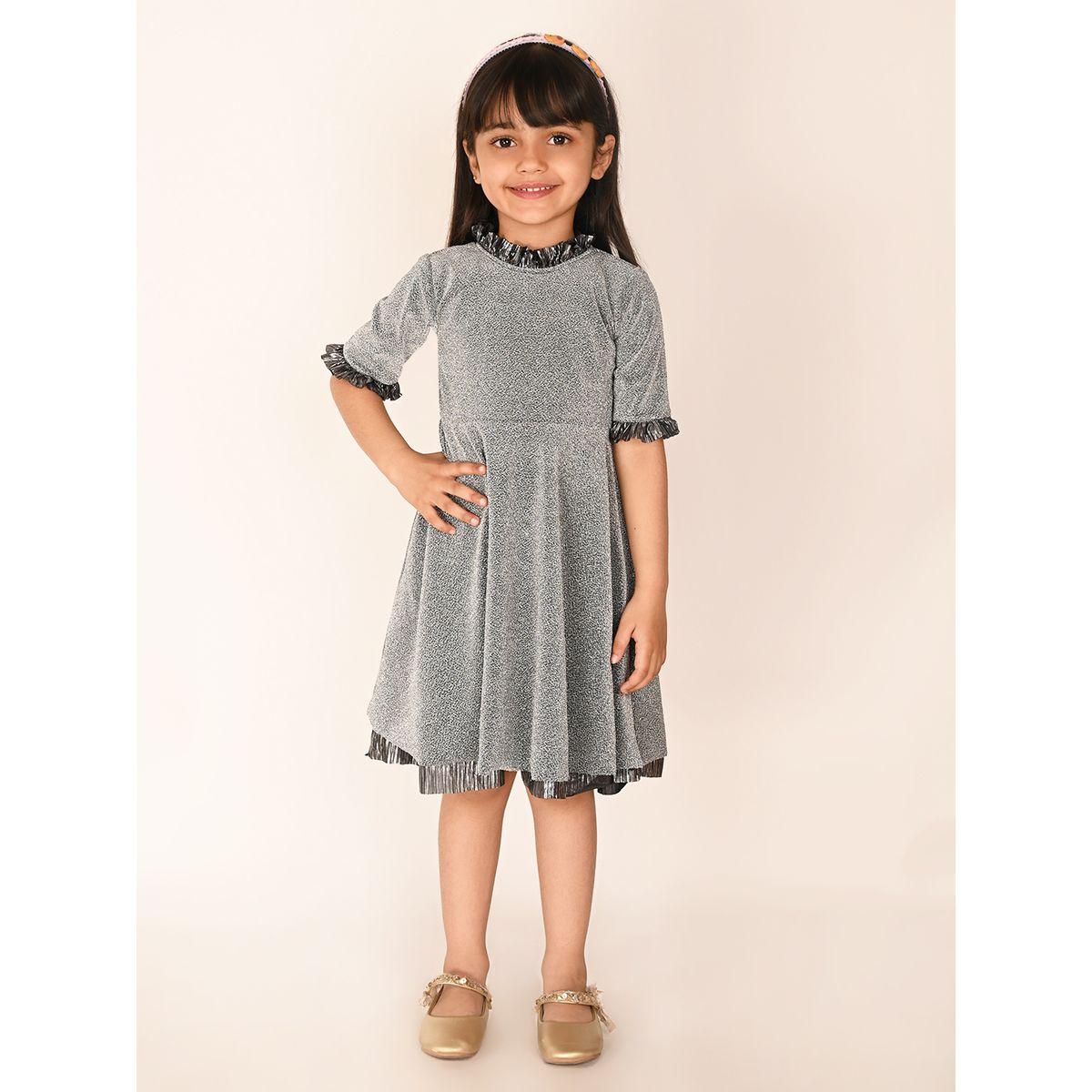 LilPicks X Styli  Metallic Ruffle Trim Shimmer A-Line Dress-girls-clothing-dressesandjumpsuits-image-4