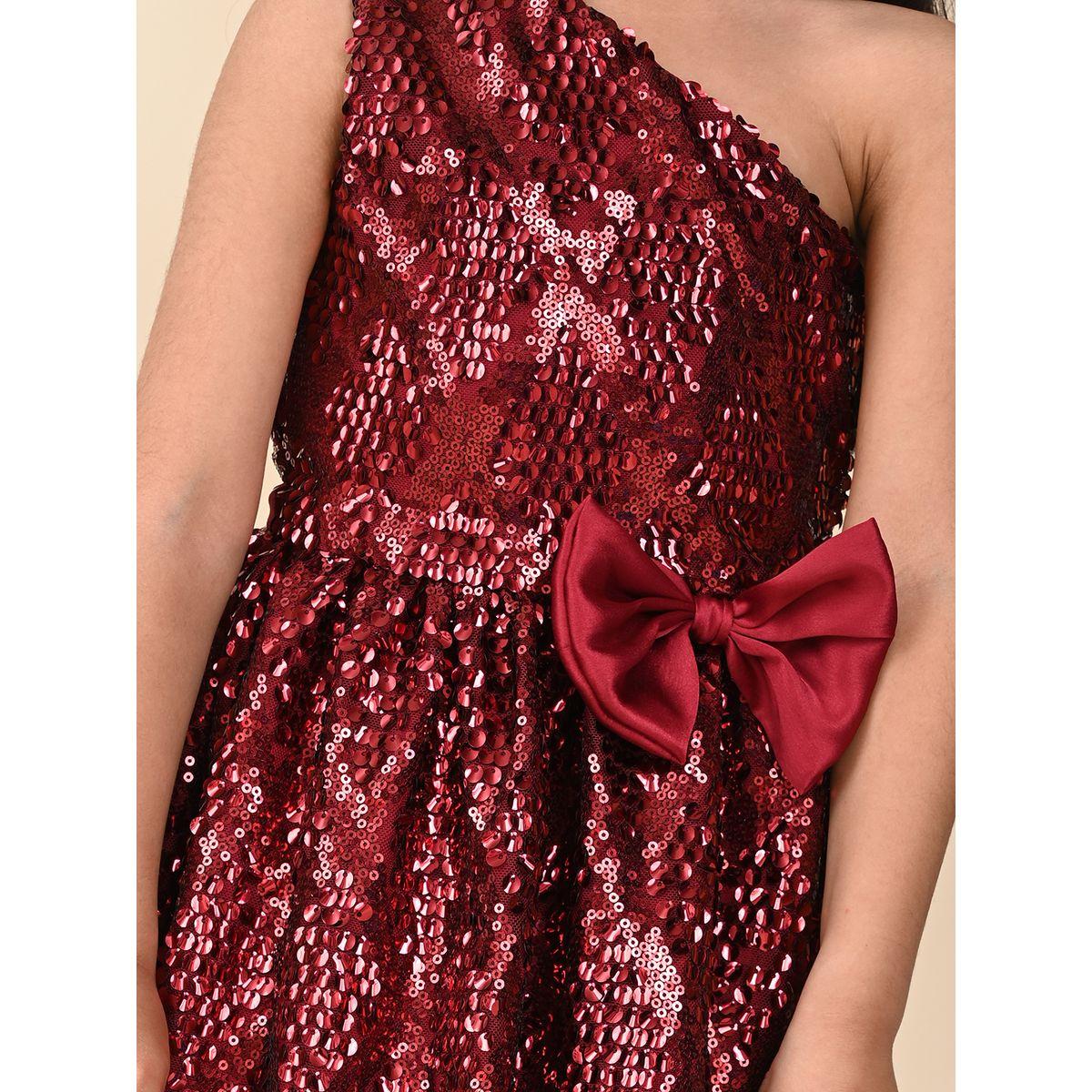 فستان ساتان بكتف واحد ومزين بالترتر ليل بيكس × ستايلي-girls-clothing-dressesandjumpsuits-image-3