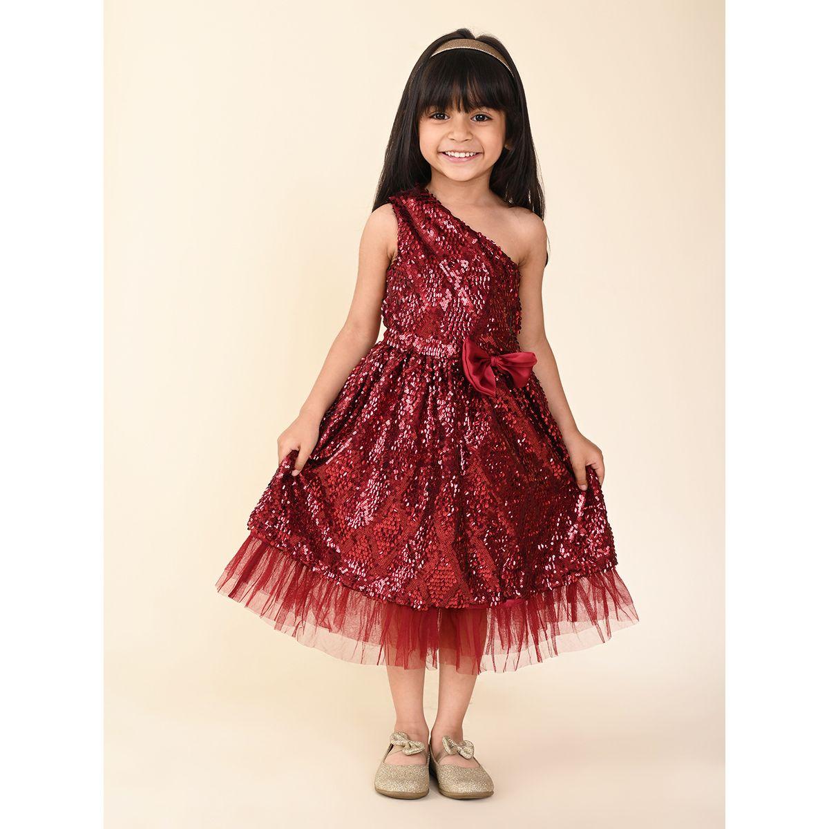 فستان ساتان بكتف واحد ومزين بالترتر ليل بيكس × ستايلي-girls-clothing-dressesandjumpsuits-image-5
