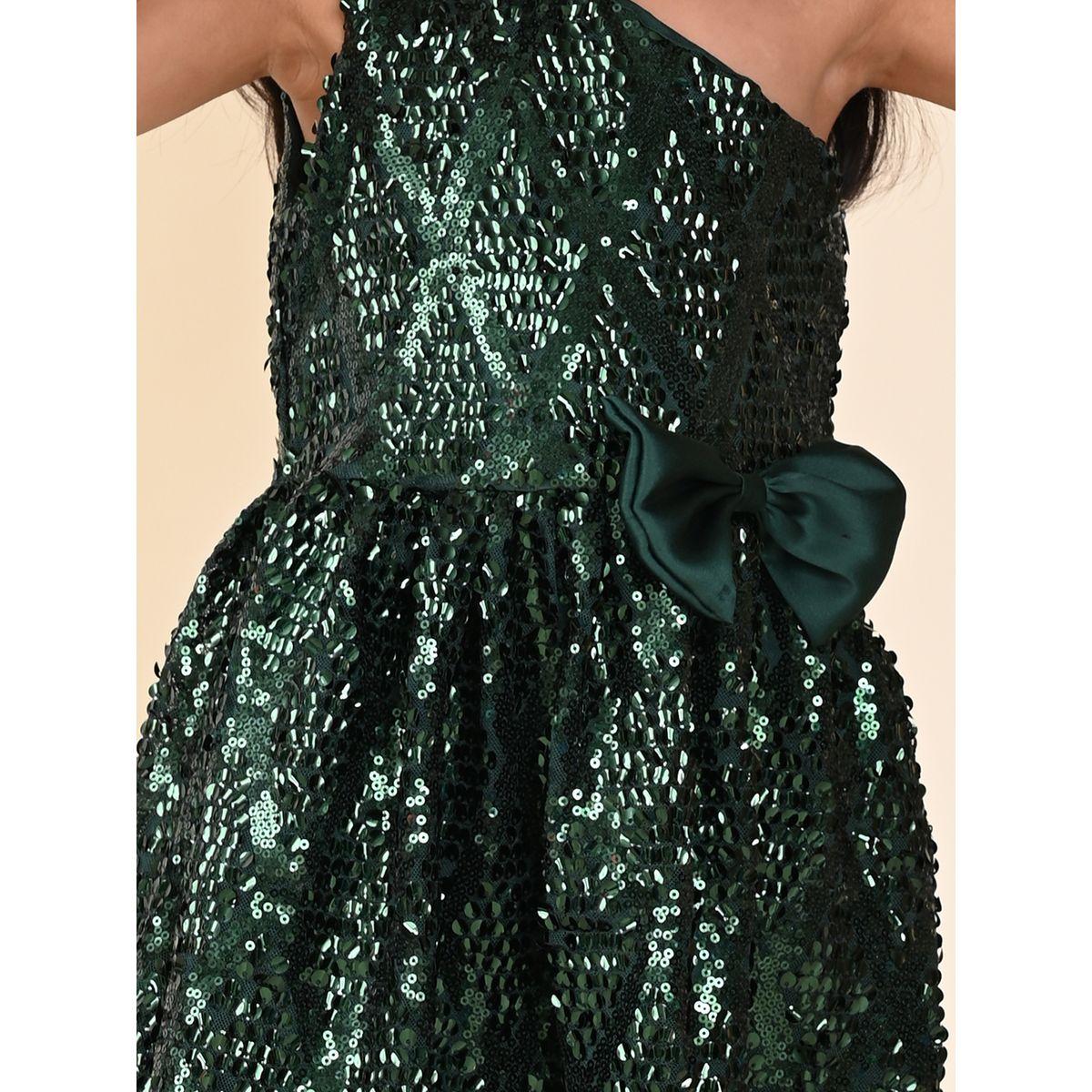 فستان ساتان بكتف واحد ومزين بالترتر ليل بيكس × ستايلي-girls-clothing-dressesandjumpsuits-image-3