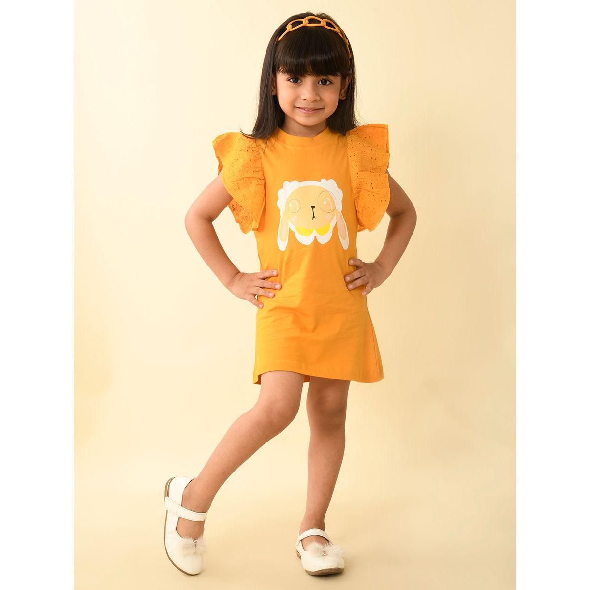فستان قصير بلا اكمام مع تفاصيل كشكش ليل بيكس × ستايلي-girls-clothing-dressesandjumpsuits-image-5
