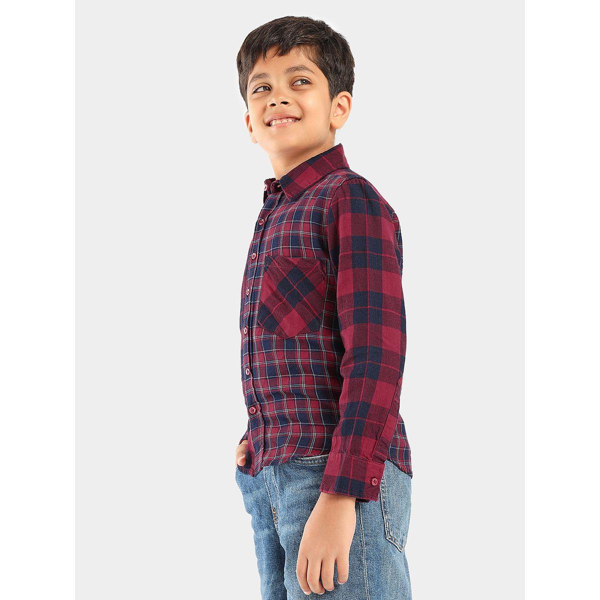 قميص مطبع بمربعات وقصة سليم فت ليل بيكس × ستايلي-boys-clothing-shirts-image-5