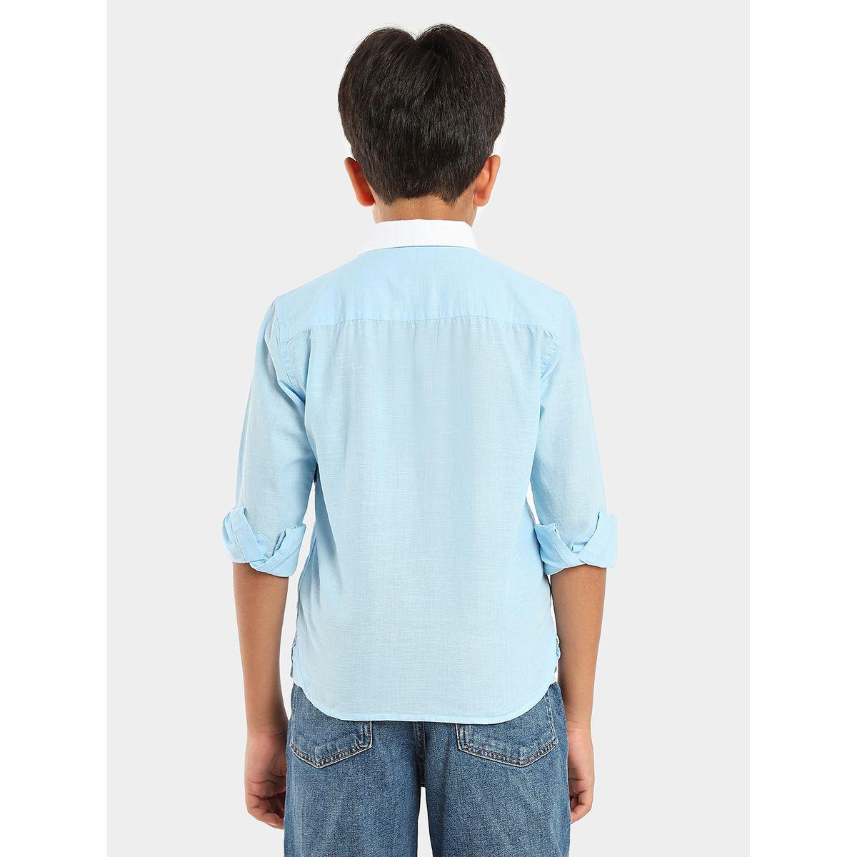 قميص مطبع بقصة سليم ونمط كتل الالوان ليل بيكس × ستايلي-boys-clothing-shirts-image-2