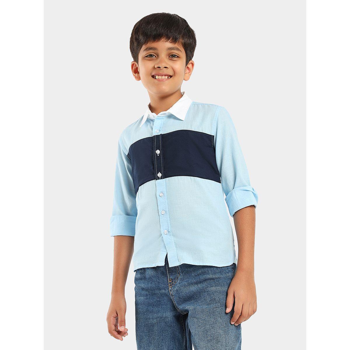 قميص مطبع بقصة سليم ونمط كتل الالوان ليل بيكس × ستايلي-boys-clothing-shirts-image-3