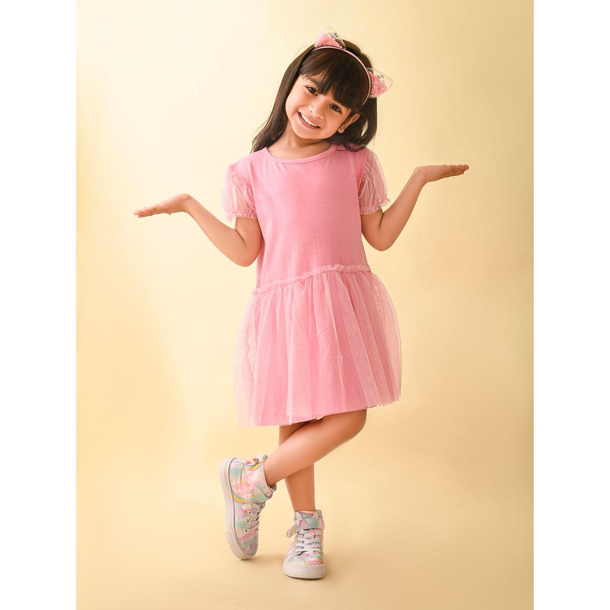 LilPicks X Styli  Mesh Puff Sleeves Dropwaist Dress-girls-clothing-dressesandjumpsuits-image-1