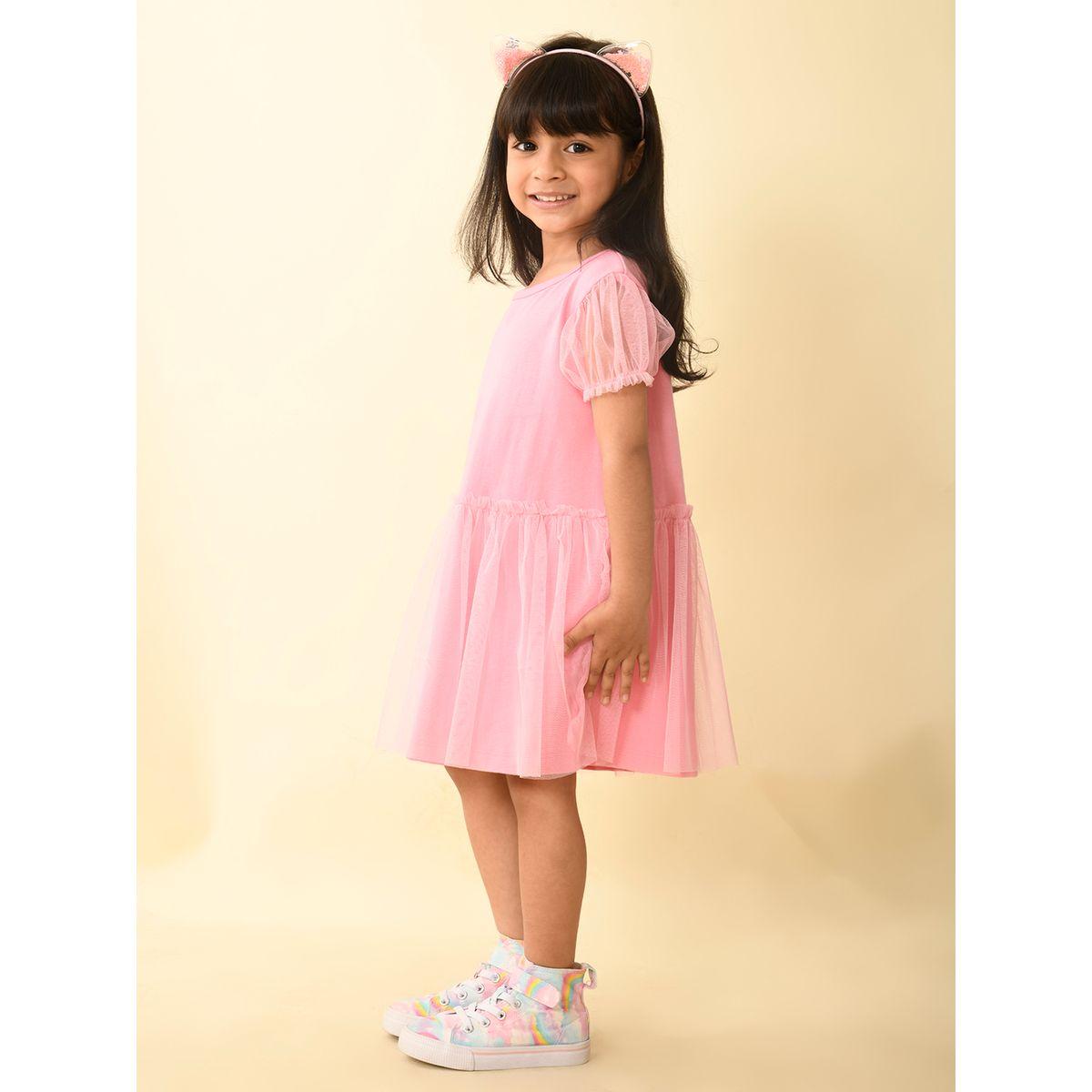 LilPicks X Styli  Mesh Puff Sleeves Dropwaist Dress-girls-clothing-dressesandjumpsuits-image-4