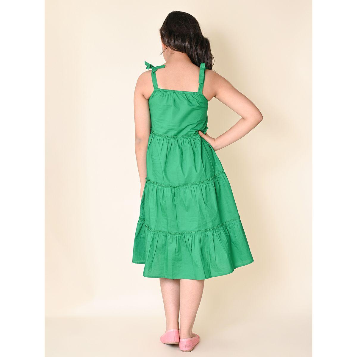 LilPicks X Styli  Tie Sleeves Ruffle Detail Tiered Midi Dress-girls-clothing-dressesandjumpsuits-image-2