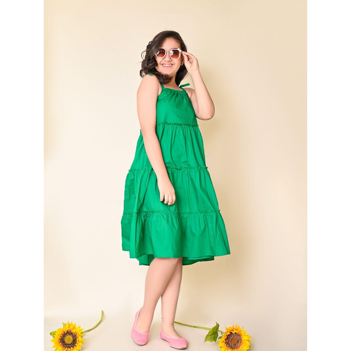 فستان ميدي بكسرات وكشكش مع اكمام باربطة ليل بيكس × ستايلي-girls-clothing-dressesandjumpsuits-image-5