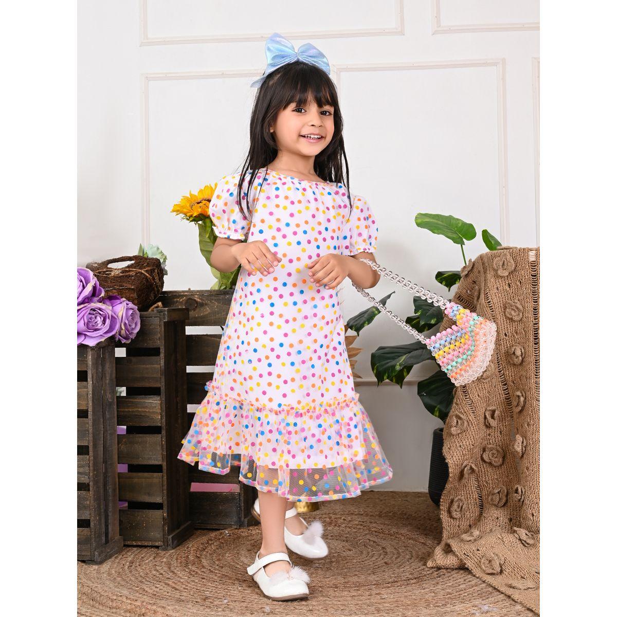 LilPicks X Styli  Polka Dot Print Mesh Ruffle Hem Dress-girls-clothing-dressesandjumpsuits-image-1