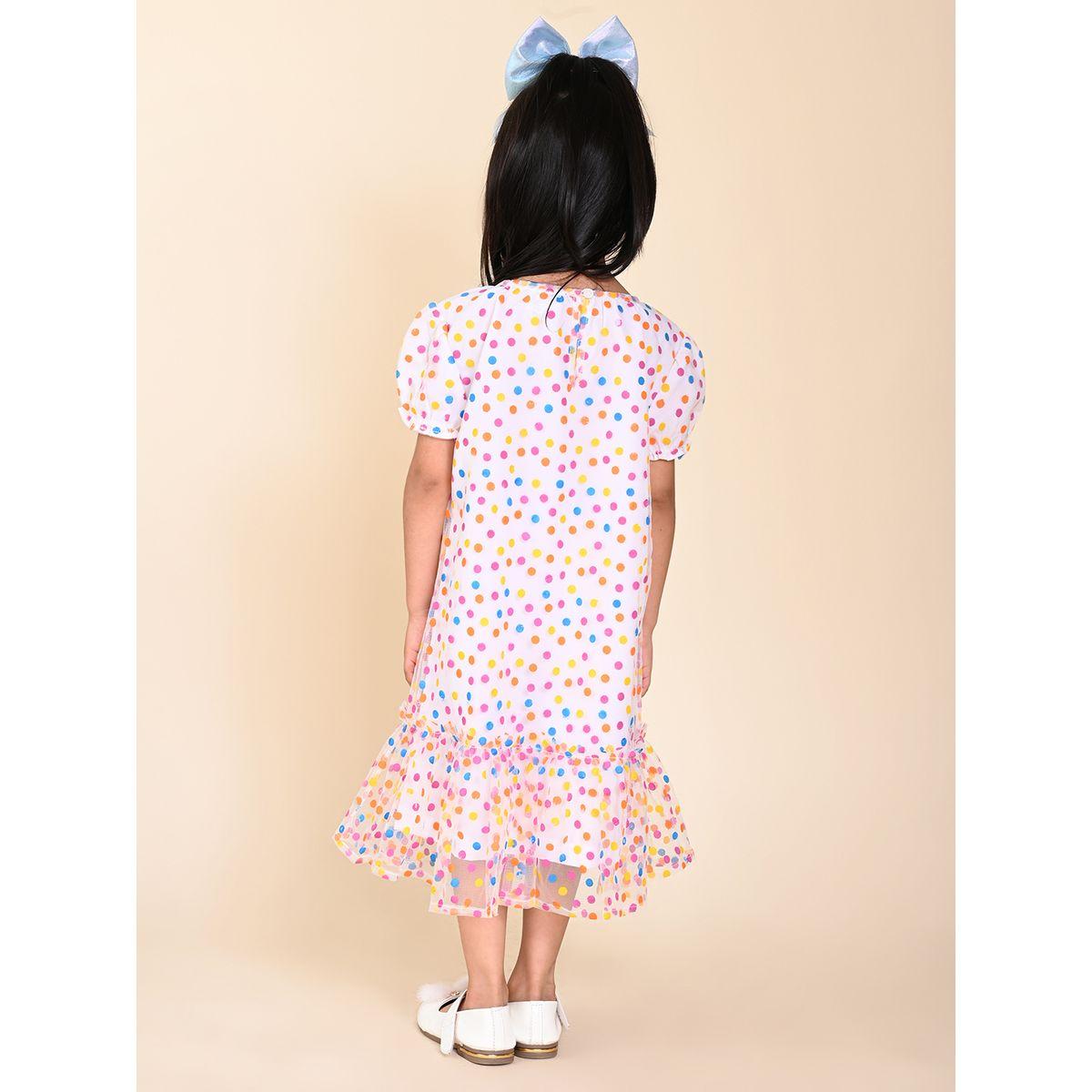 LilPicks X Styli  Polka Dot Print Mesh Ruffle Hem Dress-girls-clothing-dressesandjumpsuits-image-2