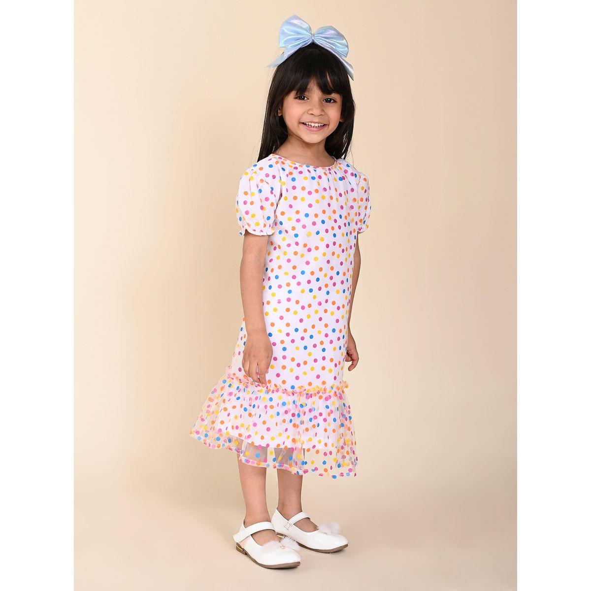 LilPicks X Styli  Polka Dot Print Mesh Ruffle Hem Dress-girls-clothing-dressesandjumpsuits-image-4