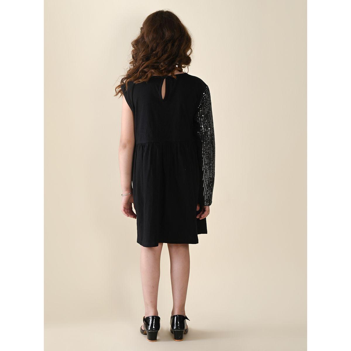 فستان بكتف واحد مزين بكشكش مع ترتر ليل بيكس × ستايلي-girls-clothing-dressesandjumpsuits-image-2