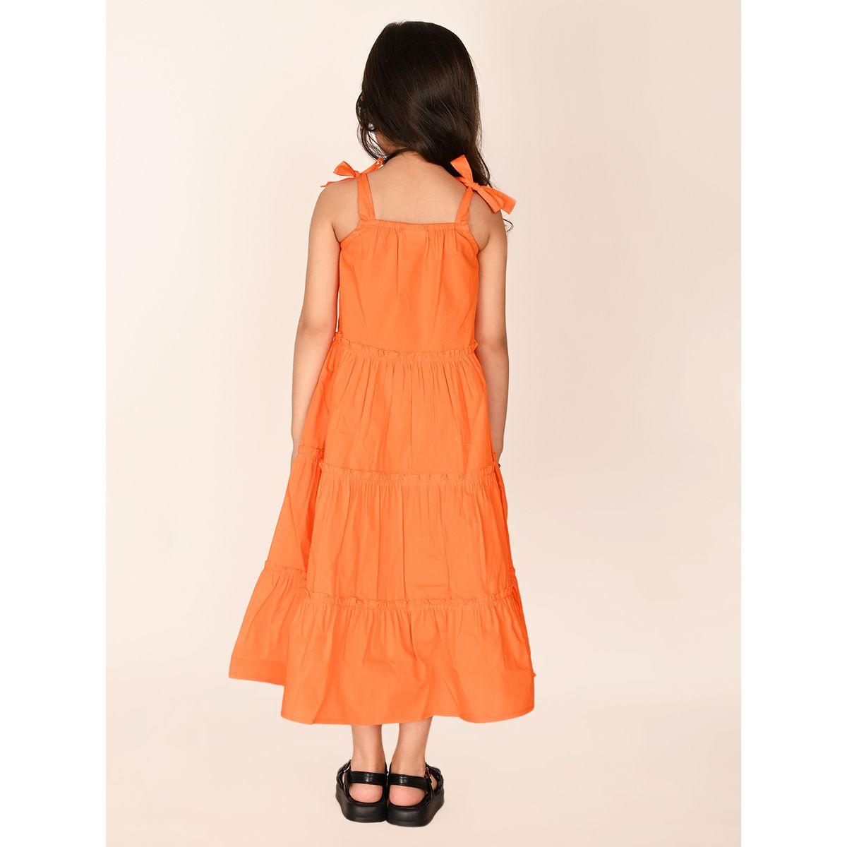 فستان ميدي بكسرات وكشكش مع اكمام باربطة ليل بيكس × ستايلي-girls-clothing-dressesandjumpsuits-image-2