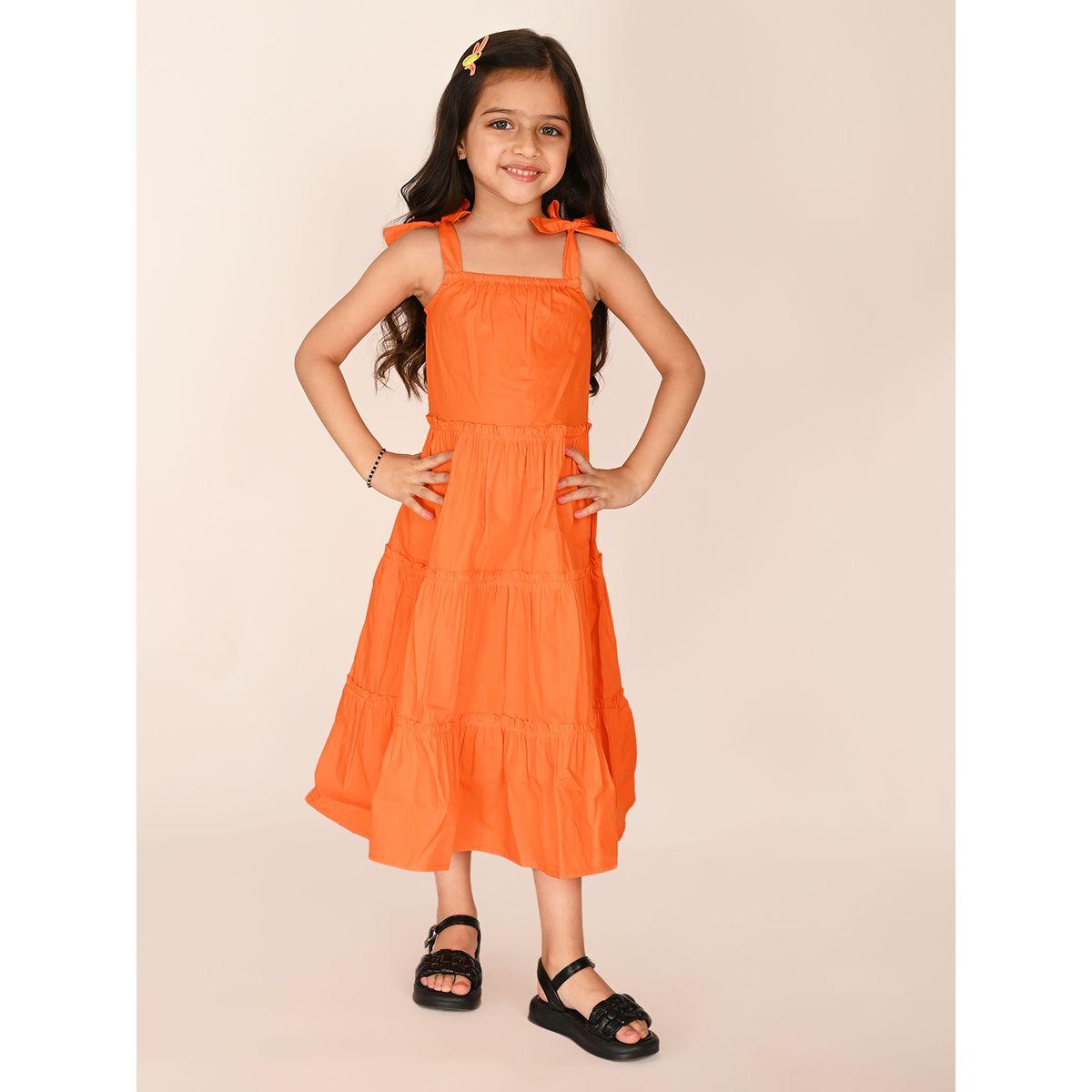 فستان ميدي بكسرات وكشكش مع اكمام باربطة ليل بيكس × ستايلي-girls-clothing-dressesandjumpsuits-image-4