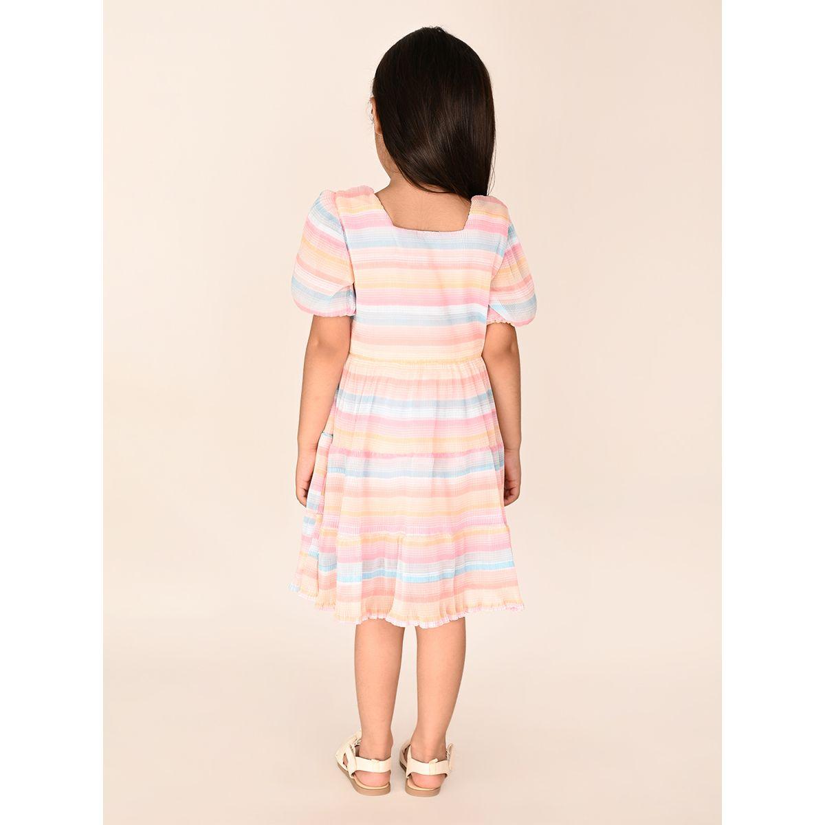 فستان مخطط باكمام منفوخة ليل بيكس × ستايلي-girls-clothing-dressesandjumpsuits-image-2