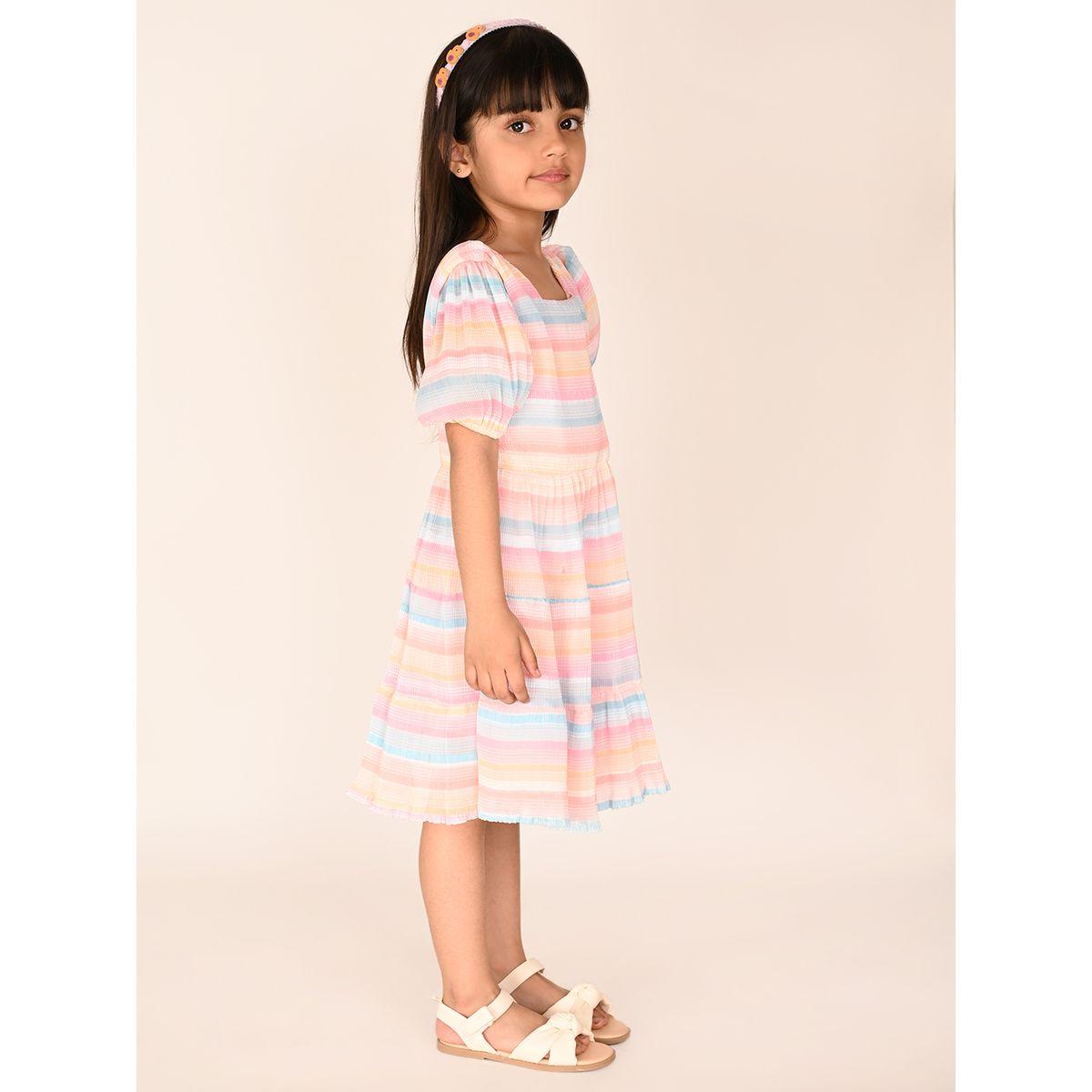 LilPicks X Styli  Striped Puff Sleeves A-Line Dress-girls-clothing-dressesandjumpsuits-image-3
