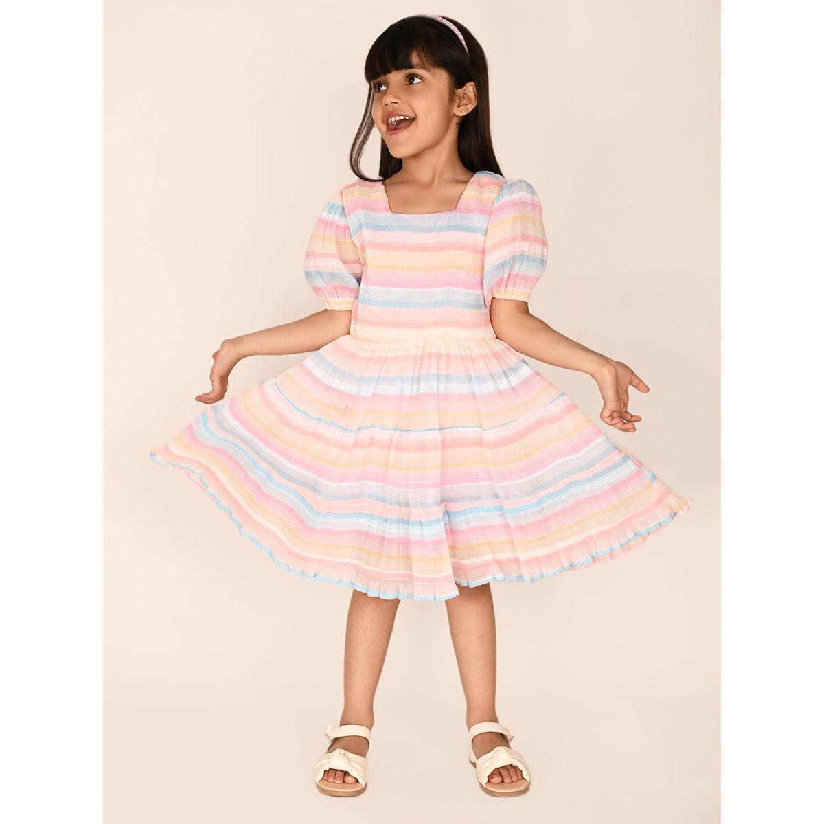 LilPicks X Styli  Striped Puff Sleeves A-Line Dress-girls-clothing-dressesandjumpsuits-image-4