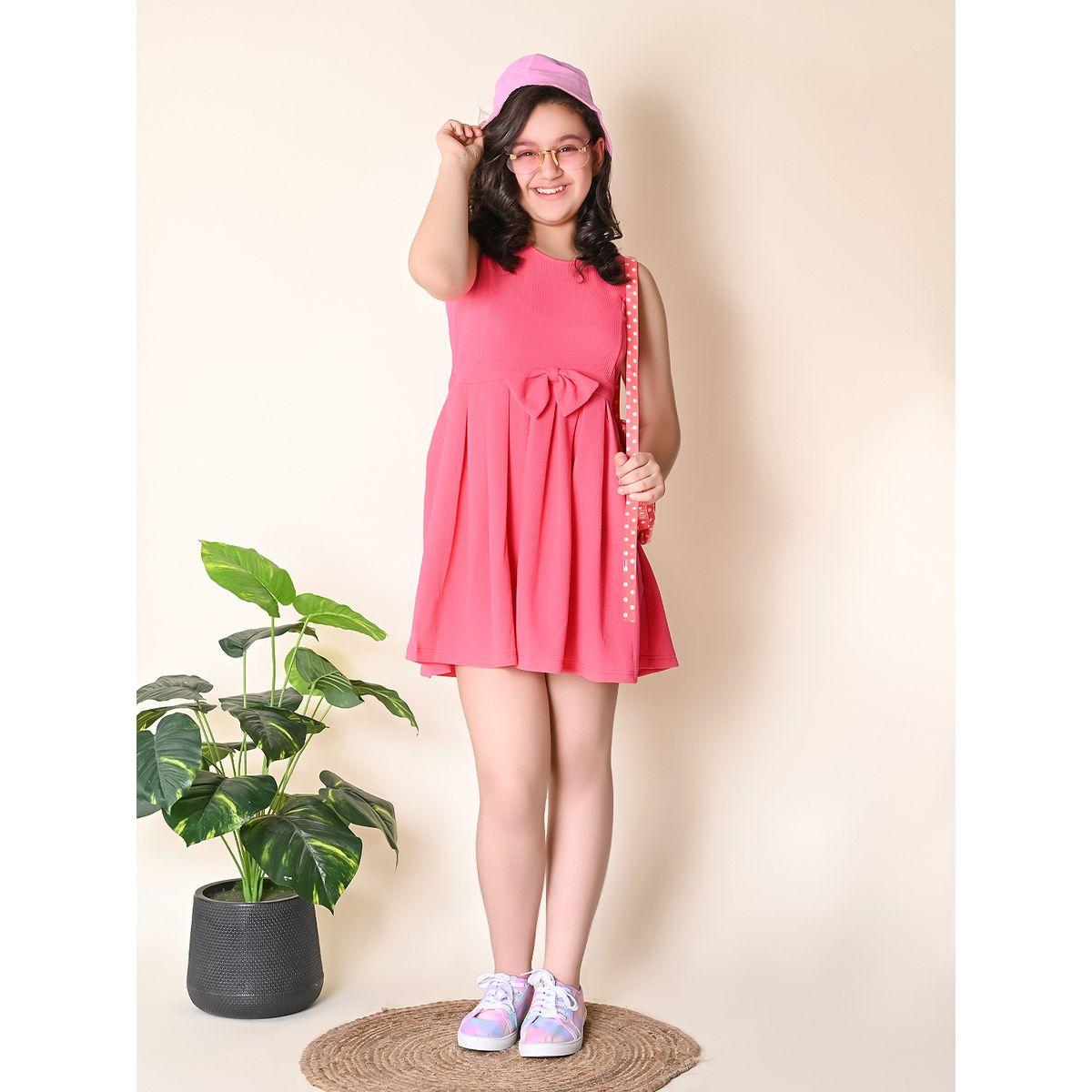 LilPicks X Styli  Box Pleated Bow Detail A-Line Dress-girls-clothing-dressesandjumpsuits-image-1