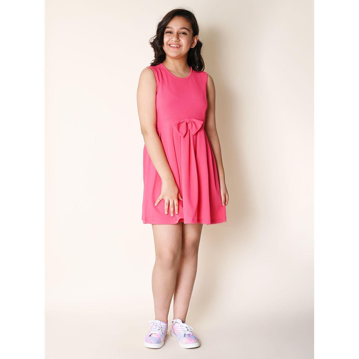LilPicks X Styli  Box Pleated Bow Detail A-Line Dress-girls-clothing-dressesandjumpsuits-image-5