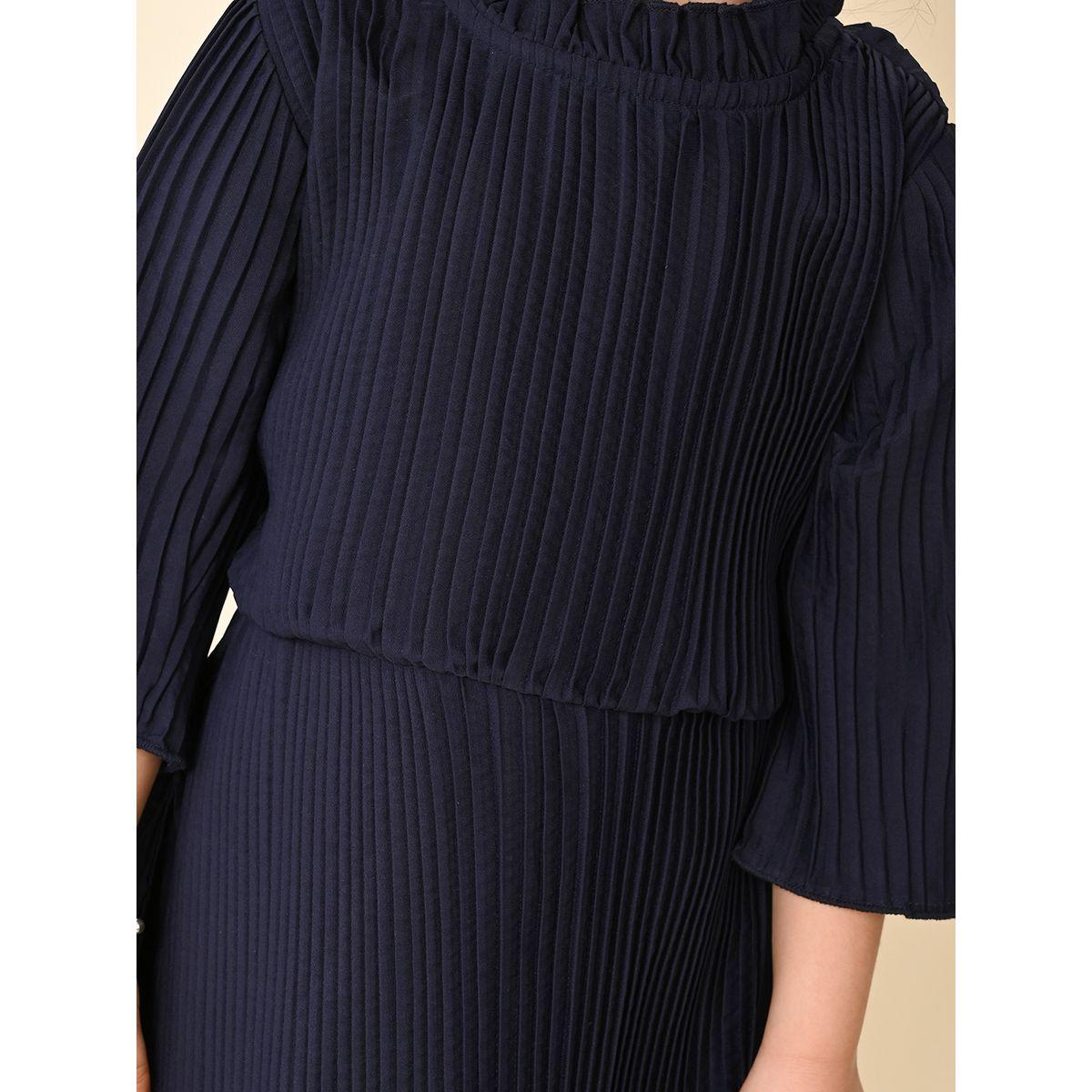 فستان ميدي بكسرات وياقة عالية مع كشكش ليل بيكس × ستايلي-girls-clothing-dressesandjumpsuits-image-3