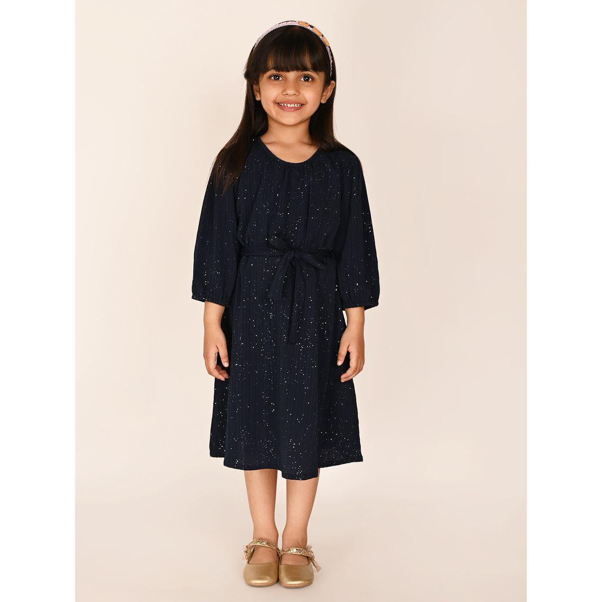 فستان ميدي بطبعة فويل مع رباط خصر ليل بيكس × ستايلي-girls-clothing-dressesandjumpsuits-image-2