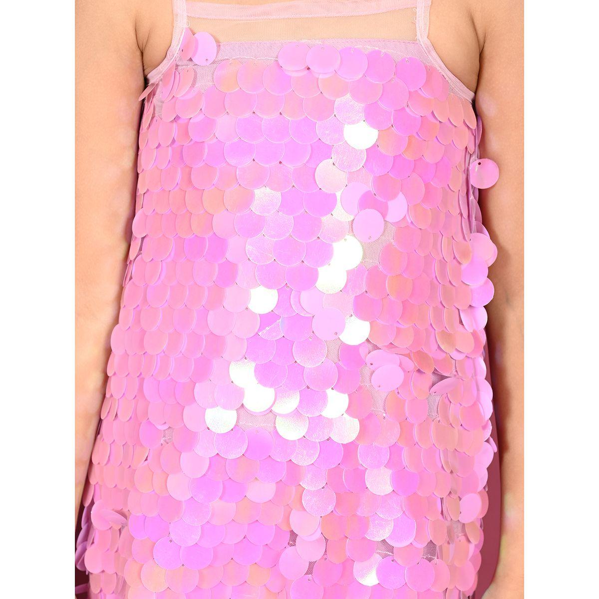LilPicks X Styli  Sequin Detail Strappy Mesh Insert Dress-girls-clothing-dressesandjumpsuits-image-4