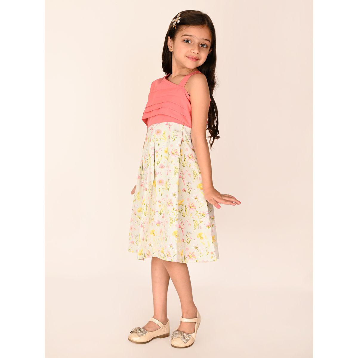 LilPicks X Styli  Pleated Floral Print One Shoulder Dress-girls-clothing-dressesandjumpsuits-image-3