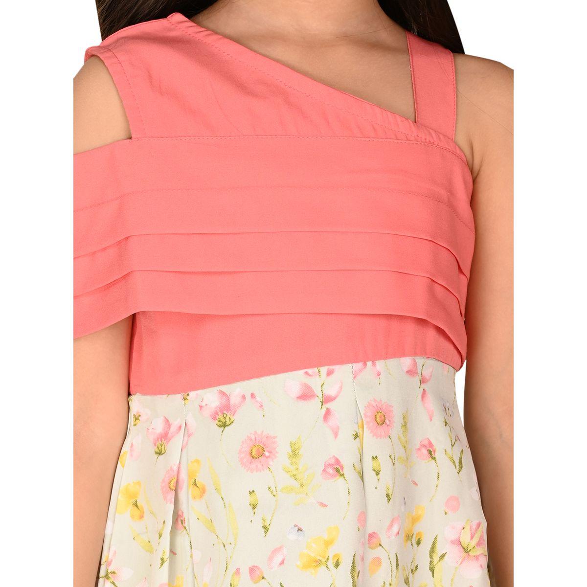 LilPicks X Styli  Pleated Floral Print One Shoulder Dress-girls-clothing-dressesandjumpsuits-image-4