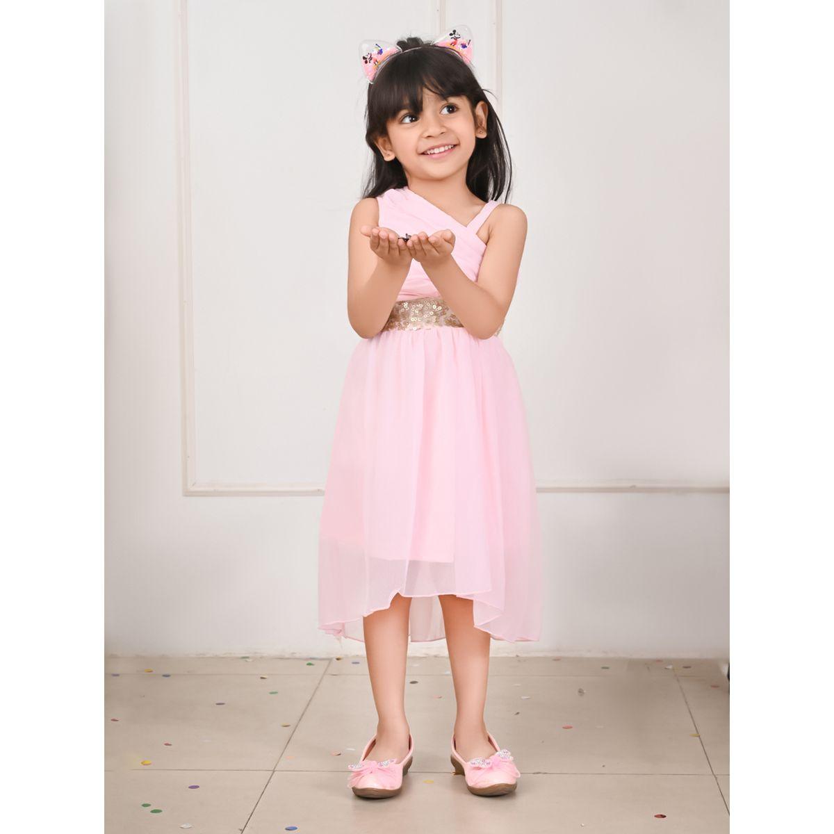 LilPicks X Styli  Sequin Detail Pleated Asymmetric Hem Dress-girls-clothing-dressesandjumpsuits-image-1