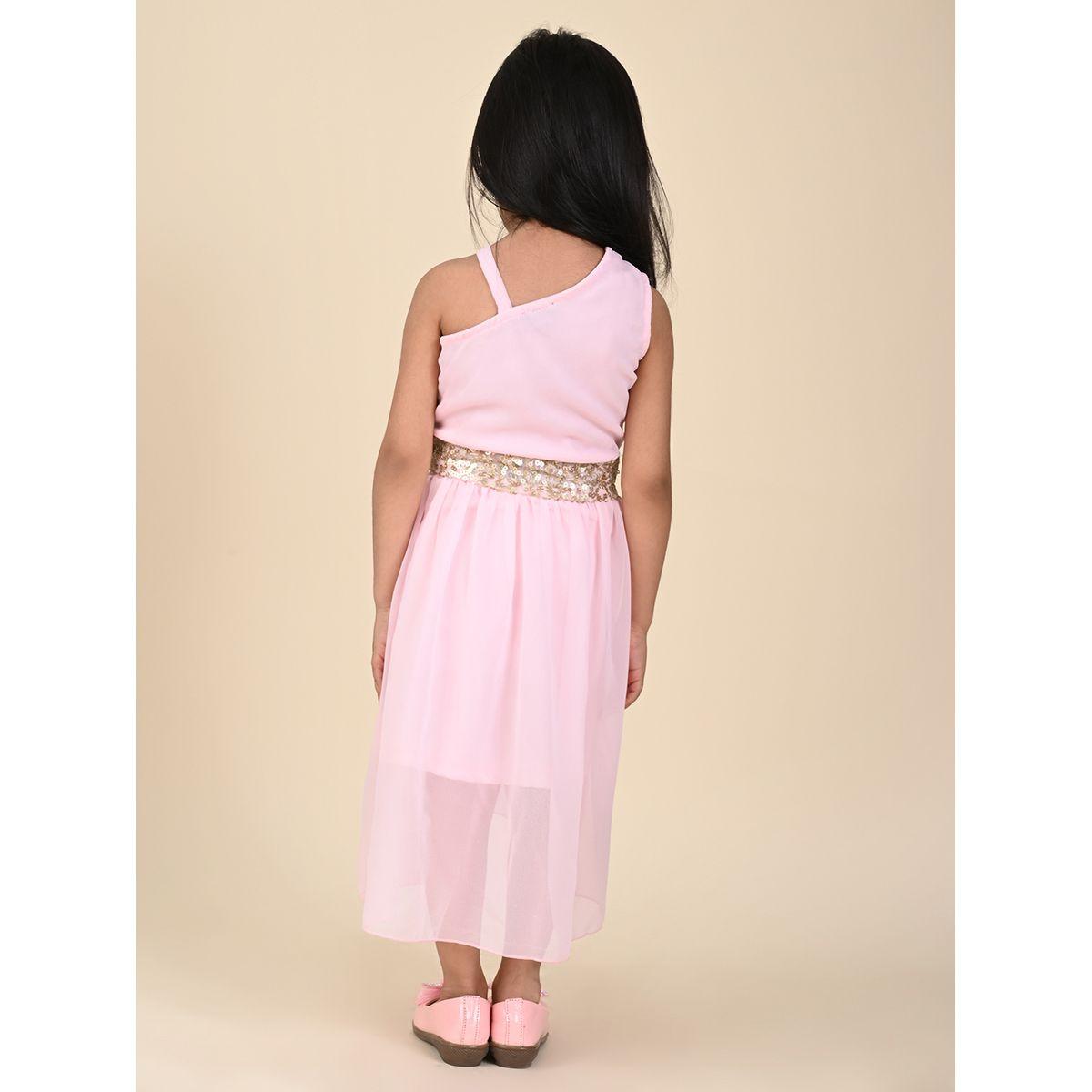 LilPicks X Styli  Sequin Detail Pleated Asymmetric Hem Dress-girls-clothing-dressesandjumpsuits-image-2