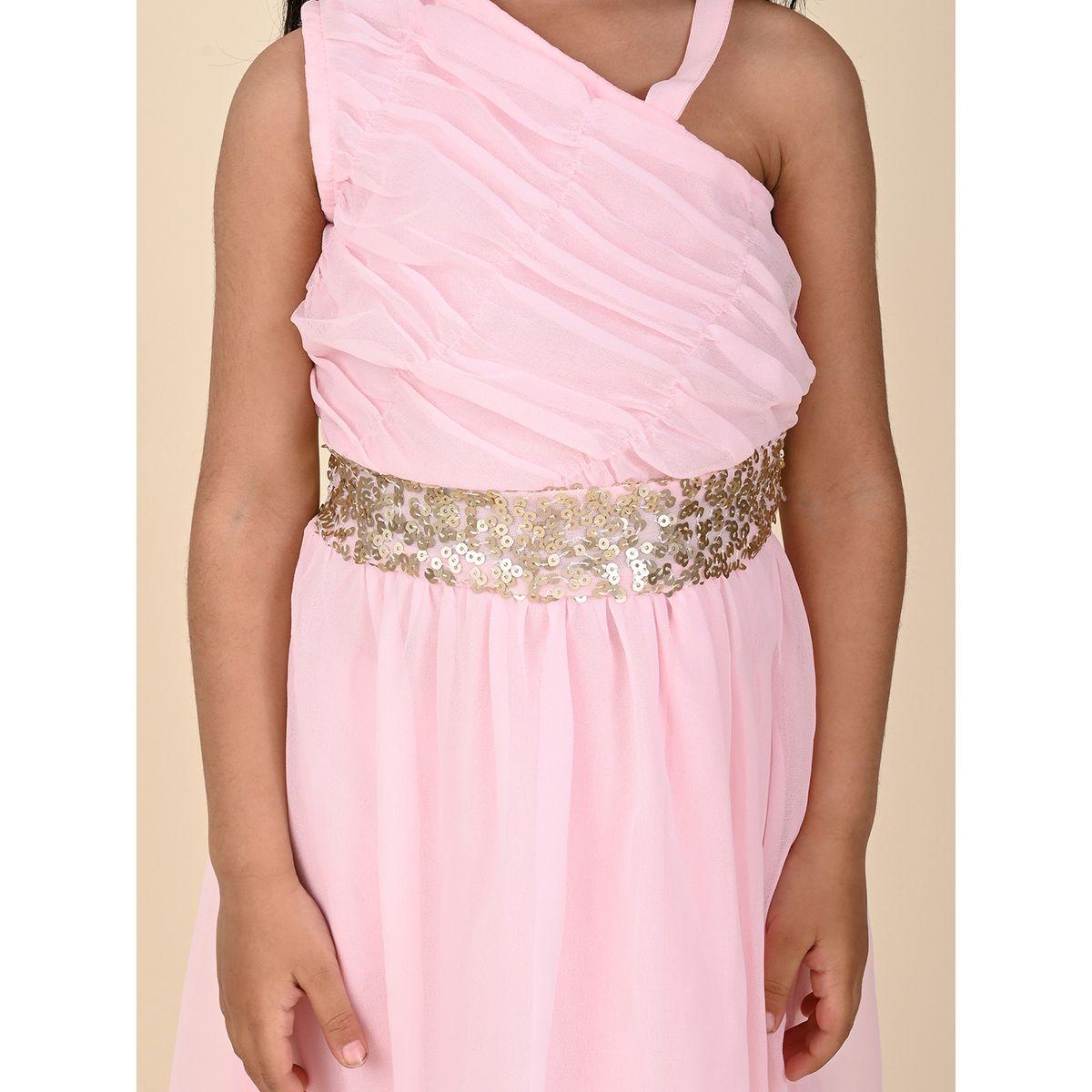 LilPicks X Styli  Sequin Detail Pleated Asymmetric Hem Dress-girls-clothing-dressesandjumpsuits-image-3
