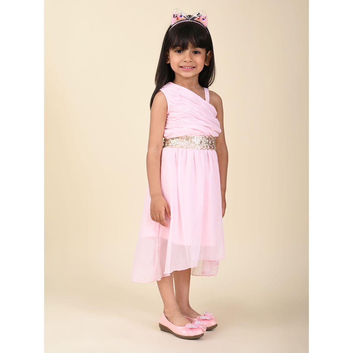 LilPicks X Styli  Sequin Detail Pleated Asymmetric Hem Dress-girls-clothing-dressesandjumpsuits-image-4