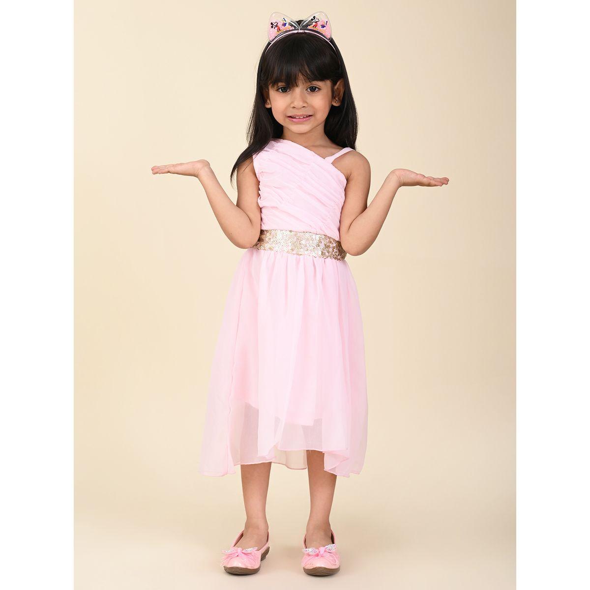 LilPicks X Styli  Sequin Detail Pleated Asymmetric Hem Dress-girls-clothing-dressesandjumpsuits-image-5