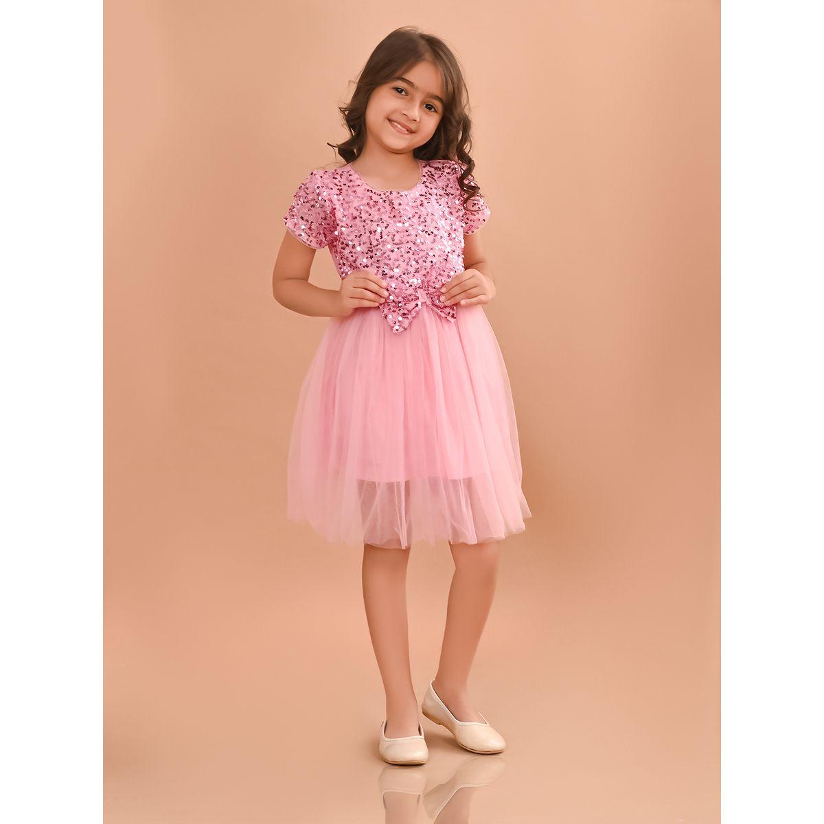 فستان سكاتر مزين بفيونكة مع ترتر ليل بيكس × ستايلي-girls-clothing-dressesandjumpsuits-image-1