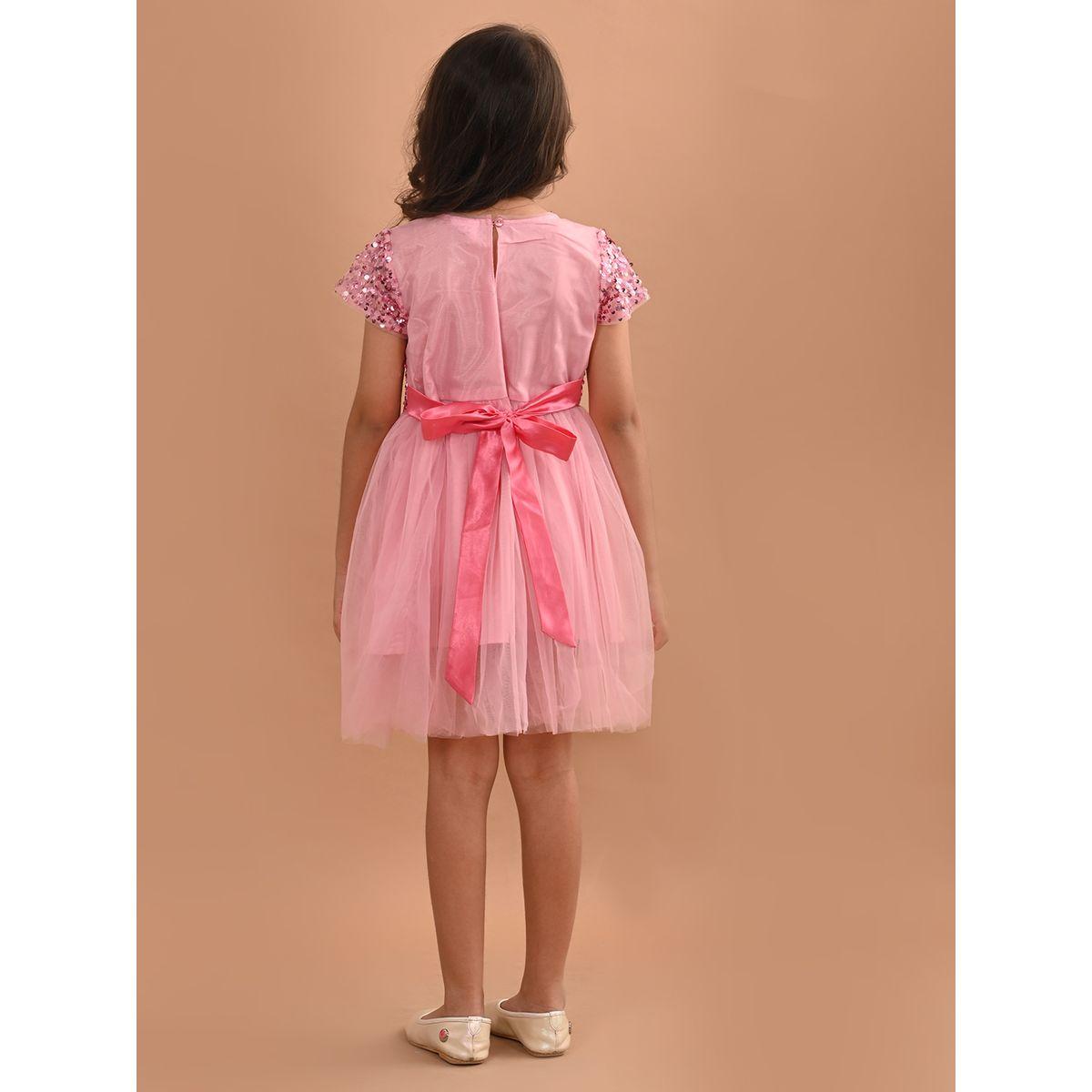 فستان سكاتر مزين بفيونكة مع ترتر ليل بيكس × ستايلي-girls-clothing-dressesandjumpsuits-image-2