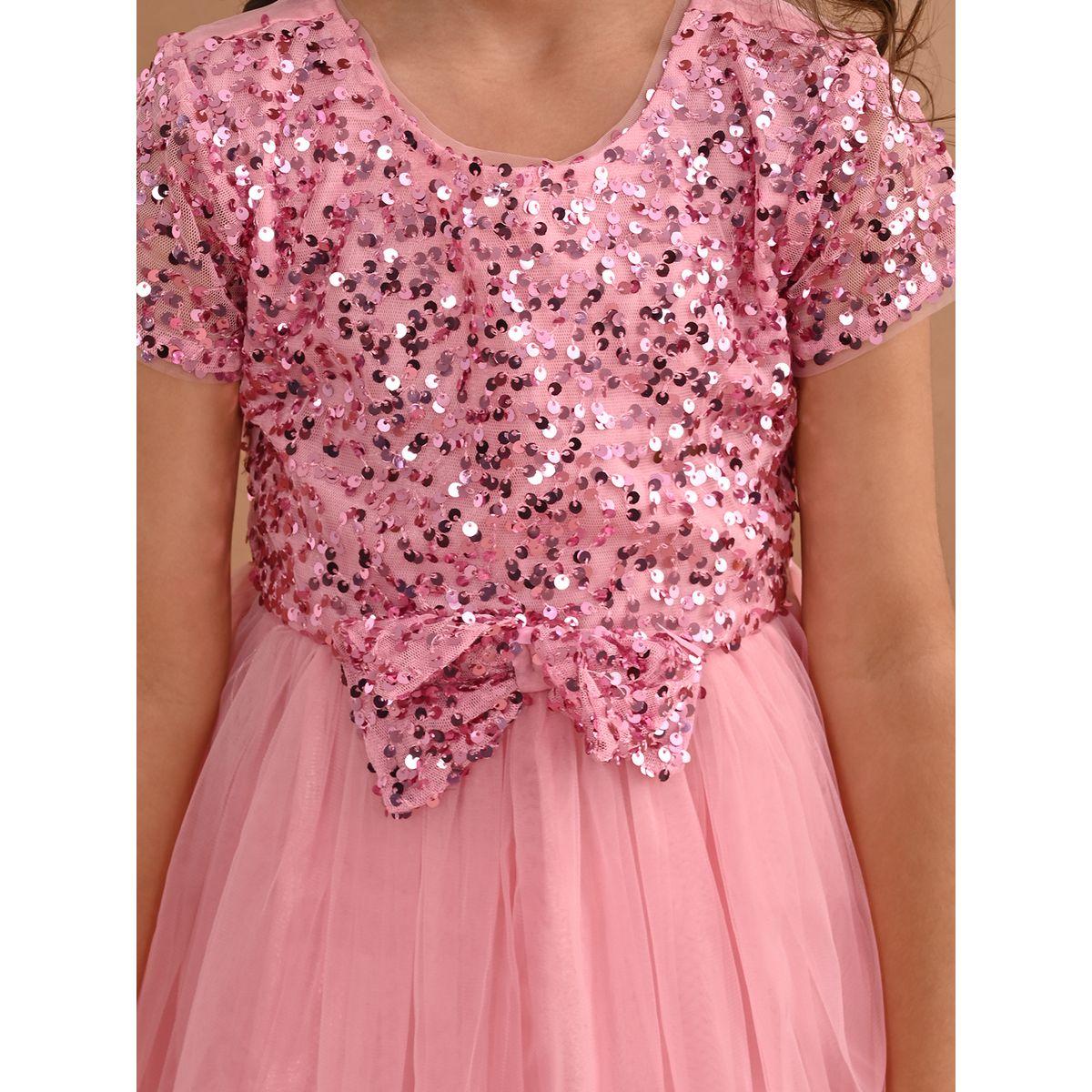 فستان سكاتر مزين بفيونكة مع ترتر ليل بيكس × ستايلي-girls-clothing-dressesandjumpsuits-image-3