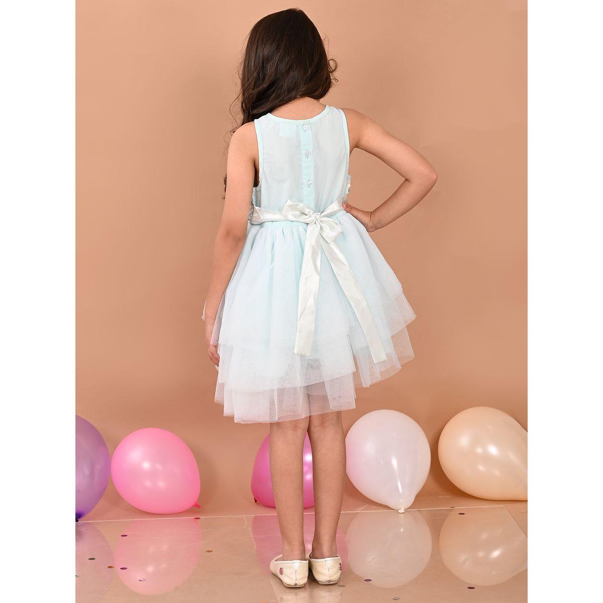 LilPicks X Styli  Sequin Detail Mesh Layer Skater Dress-girls-clothing-dressesandjumpsuits-image-2