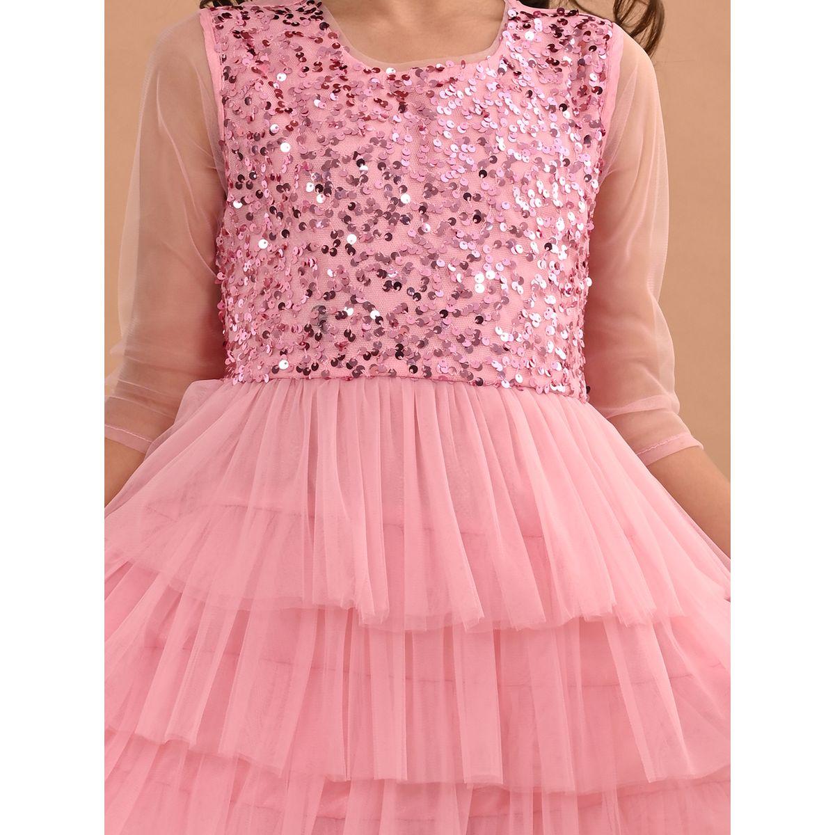 LilPicks X Styli  Sequin Detail Mesh Frill Layer Tiered Dress-girls-clothing-dressesandjumpsuits-image-5