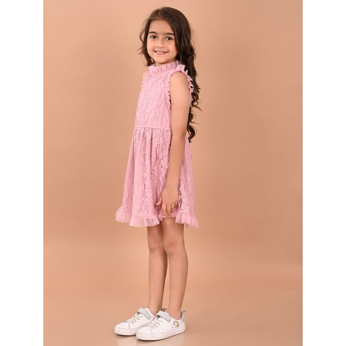 LilPicks Ruffle Trim All Over Lace Fit and Flare Dress-girls-clothing-dressesandjumpsuits-image-3
