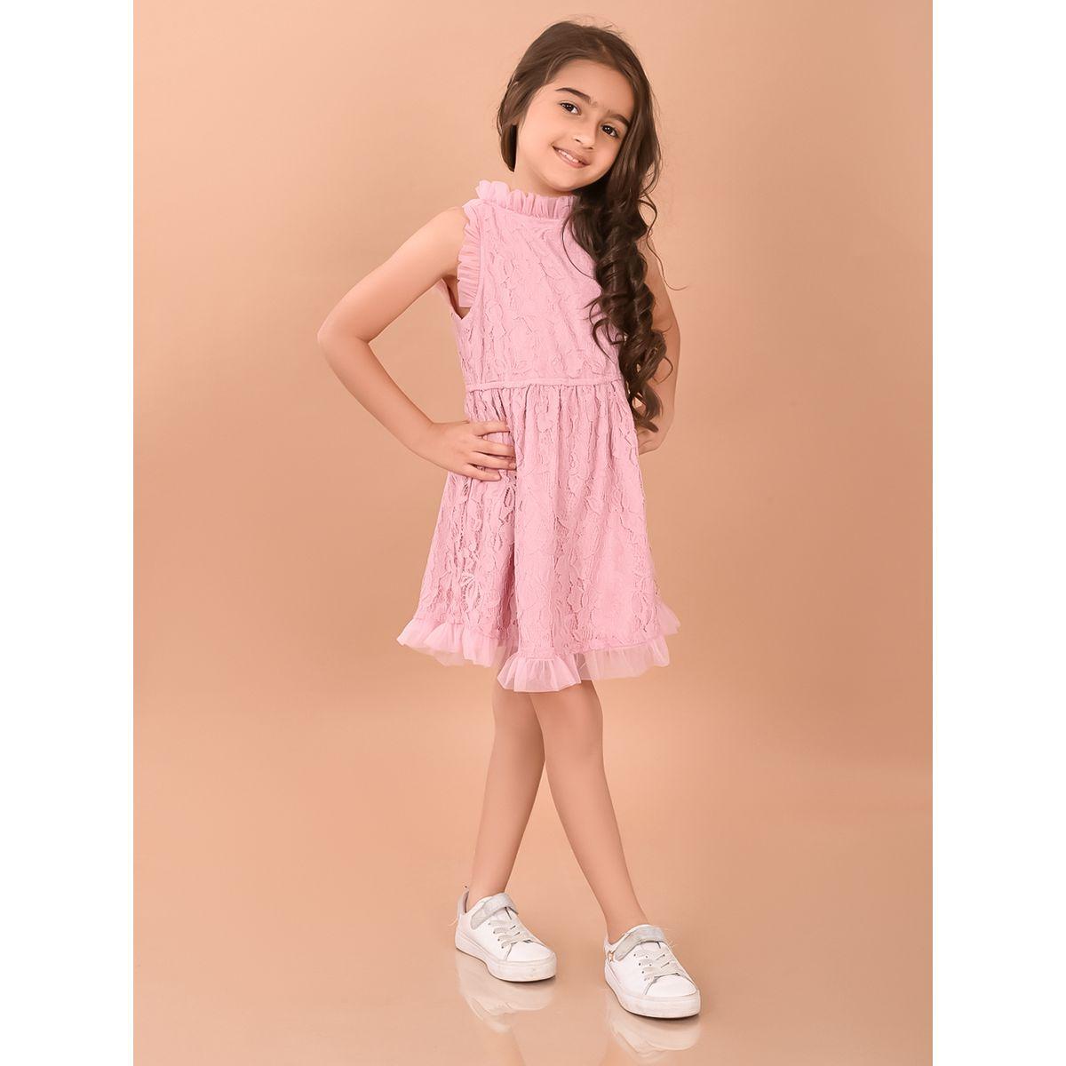 فستان بتفاصيل دانتيل وكشكش-girls-clothing-dressesandjumpsuits-image-4
