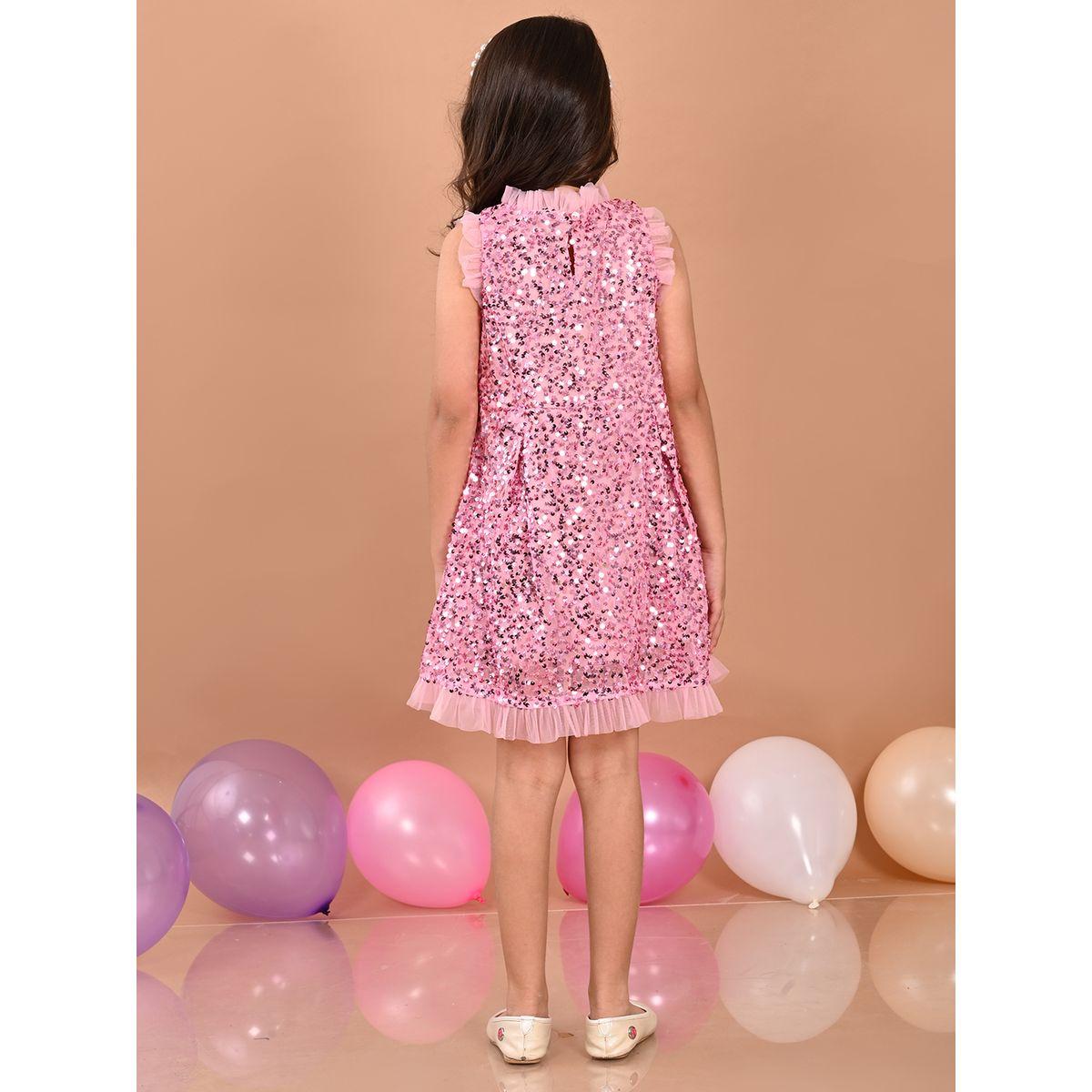 LilPicks X Styli  Sequin Detail Mesh Ruffle Trim Dress-girls-clothing-dressesandjumpsuits-image-2