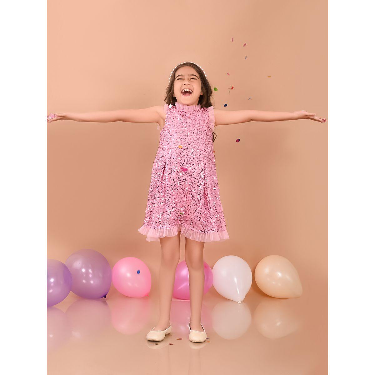 فستان بتفاصيل شبكية مع ترتر ليل بيكس × ستايلي-girls-clothing-dressesandjumpsuits-image-4