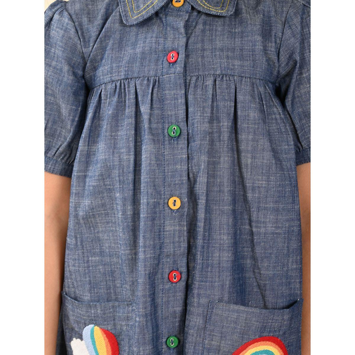 LilPicks X Styli  Embroidered Pocket Detail Denim Shirt Dress-girls-clothing-dressesandjumpsuits-image-5