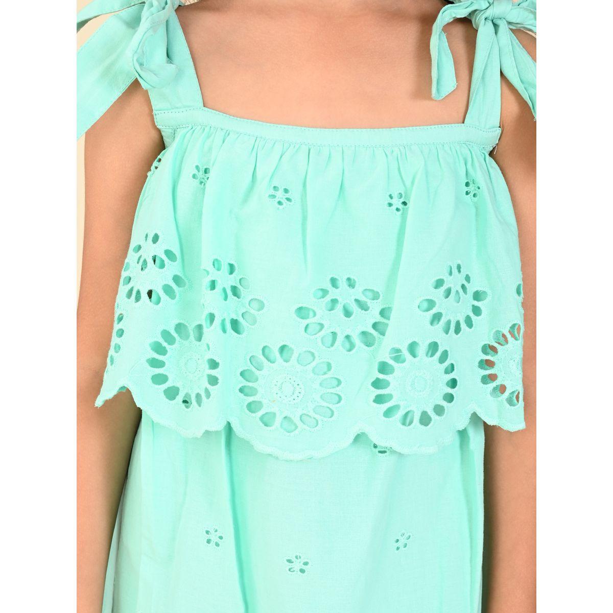 فستان مزين بفتحات صغيرة واكمام باربطة ليل بيكس × ستايلي-girls-clothing-dressesandjumpsuits-image-3