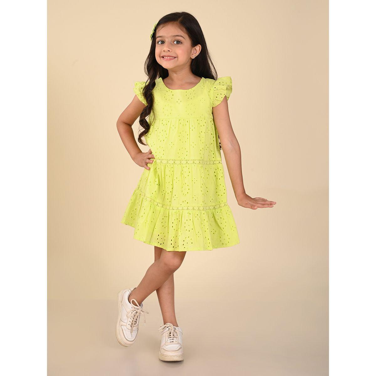 فستان قصير بتفاصيل فتحات مع كشكش ليل بيكس × ستايلي-girls-clothing-dressesandjumpsuits-image-4