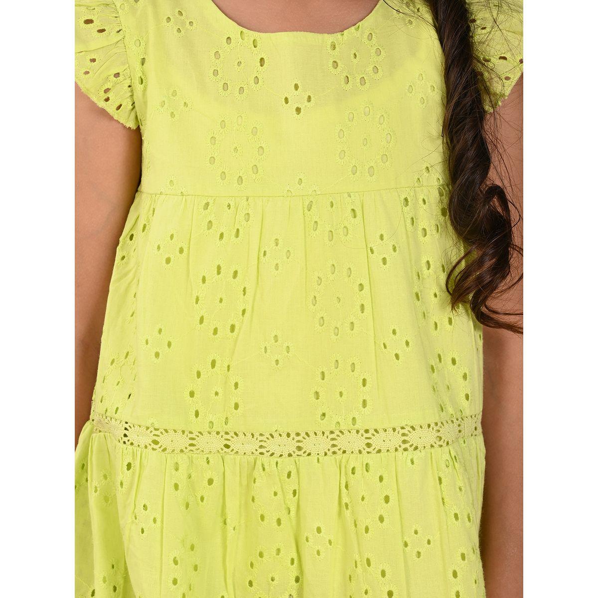 فستان قصير بتفاصيل فتحات مع كشكش ليل بيكس × ستايلي-girls-clothing-dressesandjumpsuits-image-5