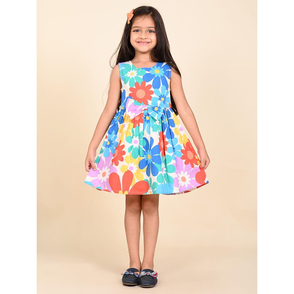 فستان بطول الركبة وطبعة زهور مع فيونكة-girls-clothing-dressesandjumpsuits-image-1